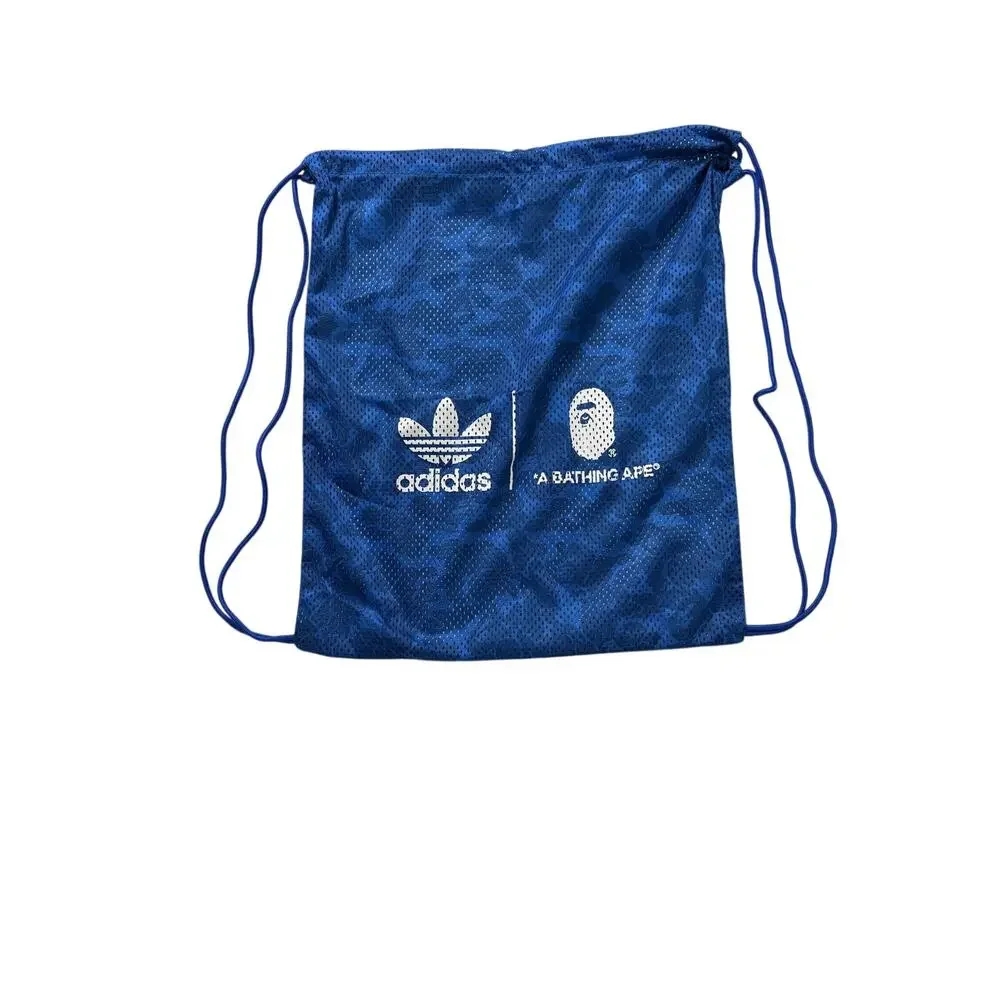 Adidas X A Bathing Ape Gym Bag Unisex Medium Blue Camo Drawstring Mesh Sports